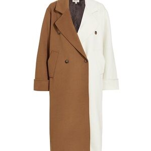 Ronny Kobo Minka Double-Breasted Colorblocked Coat